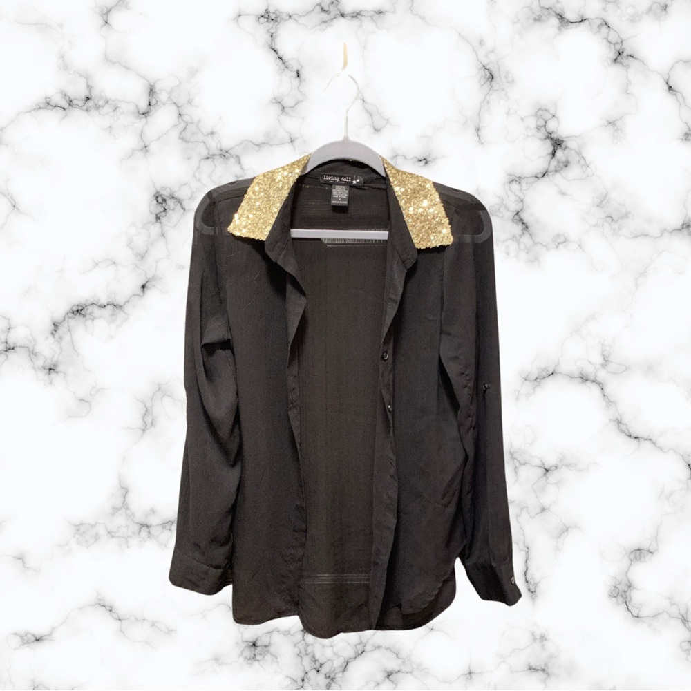 Black Top with Gold Collar